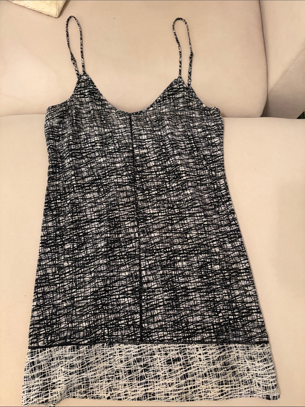 INTERMIX Black and White Scribble-Print Spaghetti Strap Cami